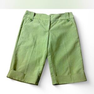 Charlotte Russe Green Bermuda Shorts Tailored Cotton Blend